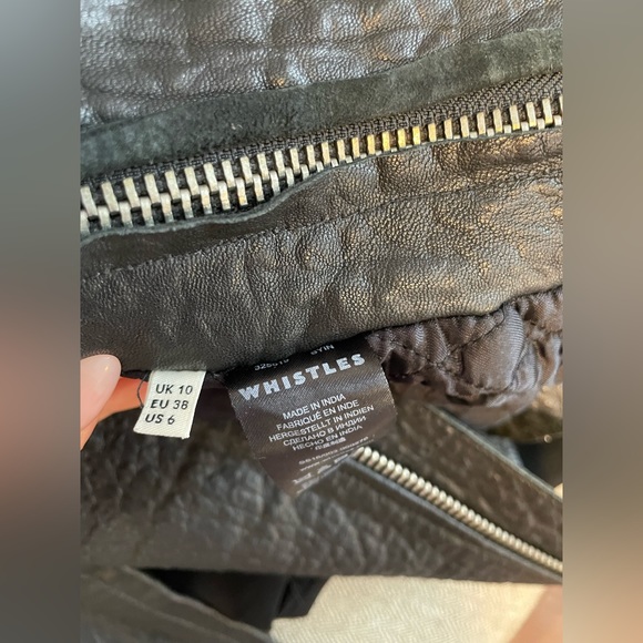 Whistles women’s leather jacket size 6 small rip on shoulder - Picture 5 of 9